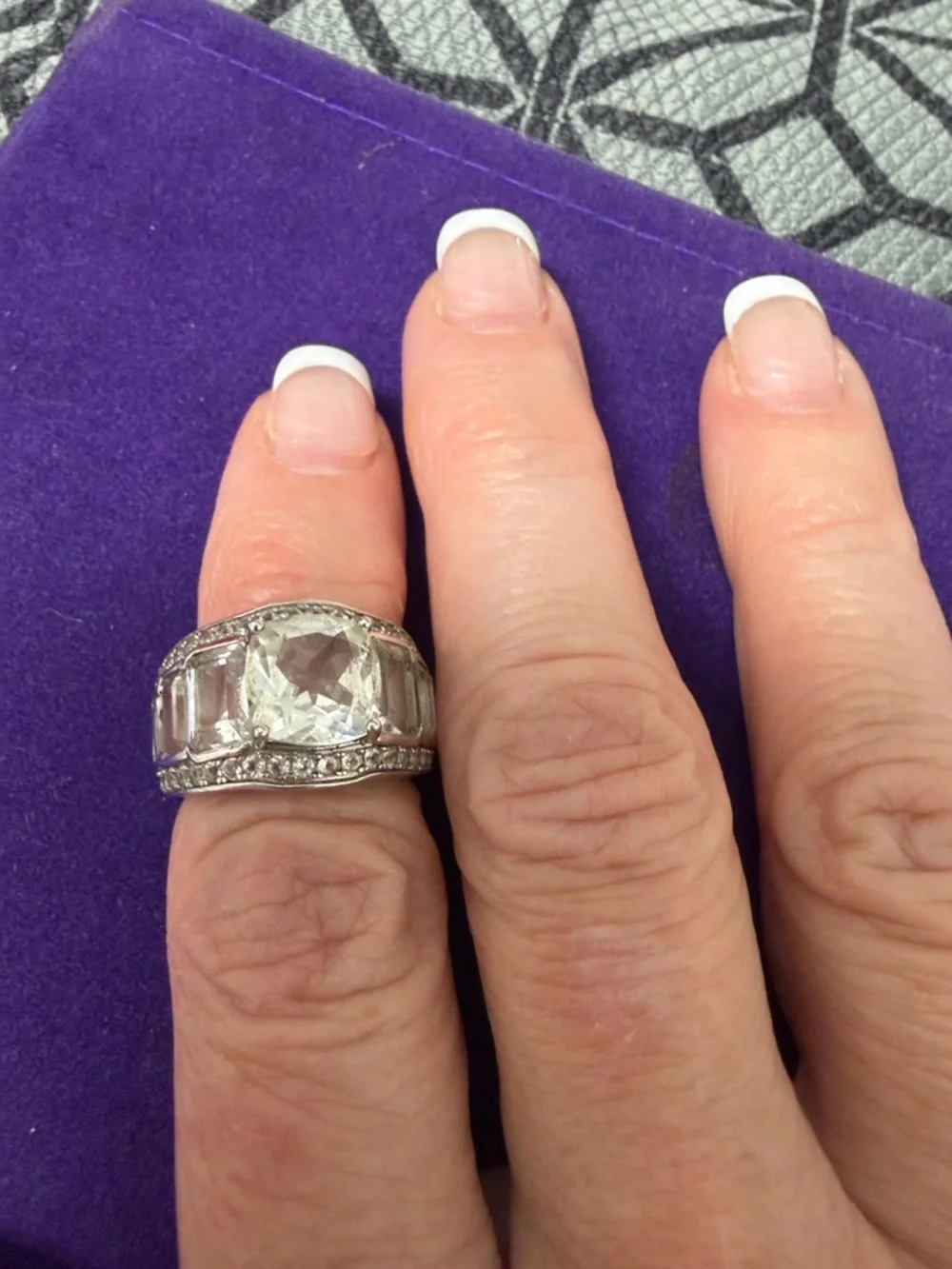 Ring white topaz rhodium over sterling silver ring Paula Deen size 6